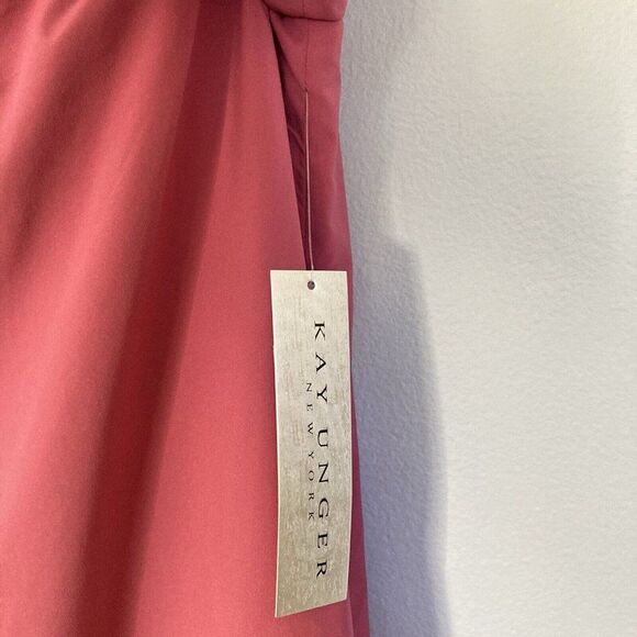 Kay Unger Dress Puff Statement Sleeve Stretch Poplin Lined Dusty Rose Event - Picture 7 of 16